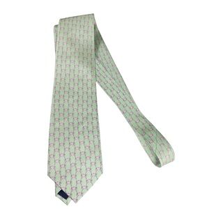 Pelican Coast Green and Pink Crab Patterned Men's Tie EUC Preppy Palm Beach